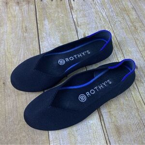 Rothy's Black Flats with Blue Trim Size 6.5